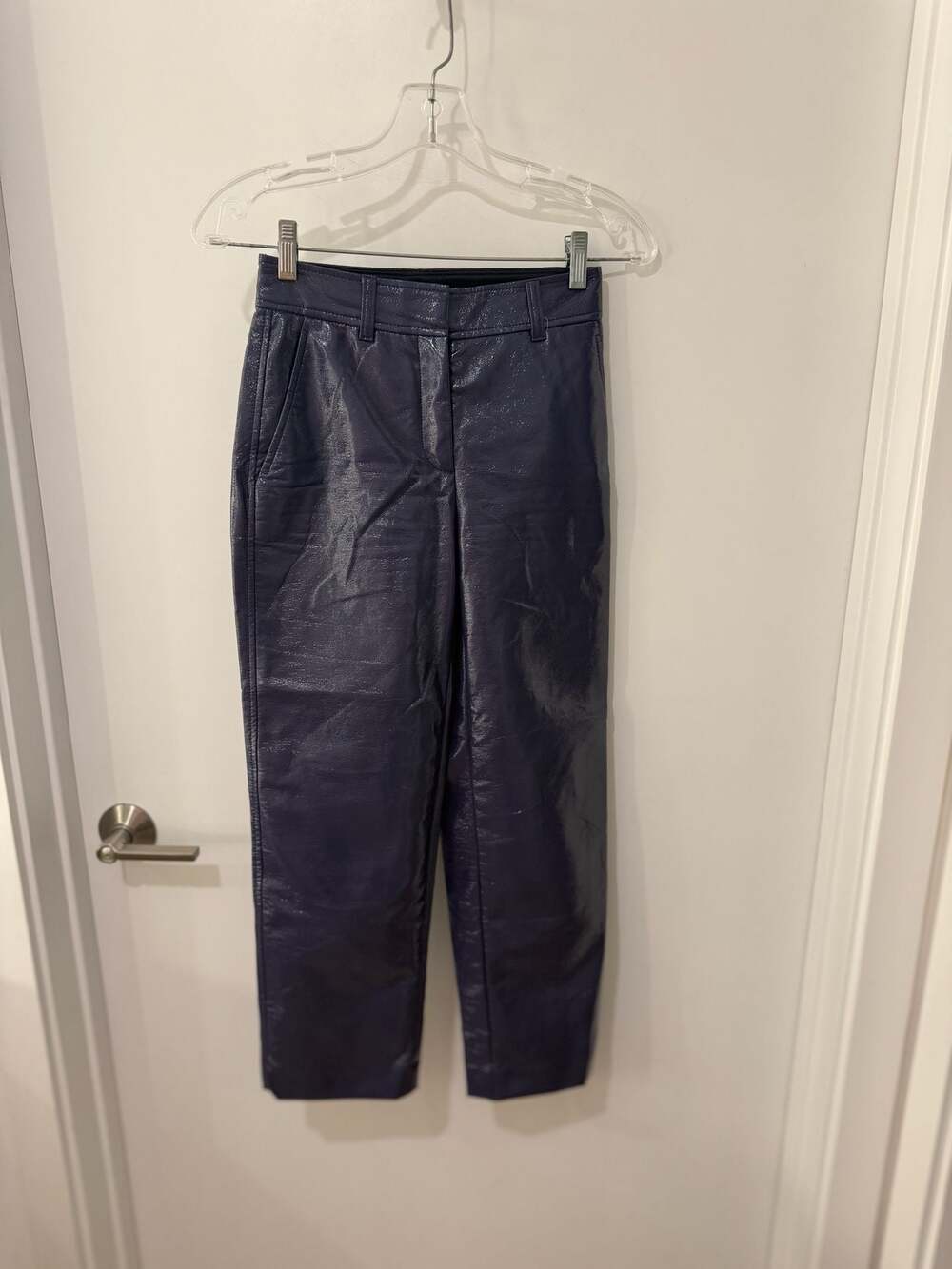 Babaton Faux Leather High-Rise Straight Leg Pants in Dark Purple